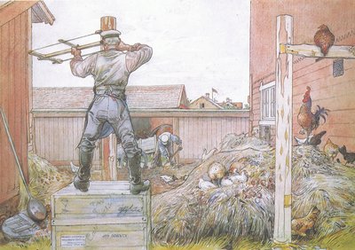 The Cock Went on Crowing All the Time Elfstrom Sawed and Hammered by Carl Larsson